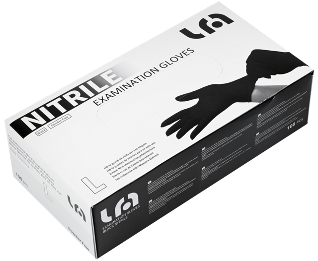 Nitril Wegwerphandschoenen Zwart Ongepoederd maat L