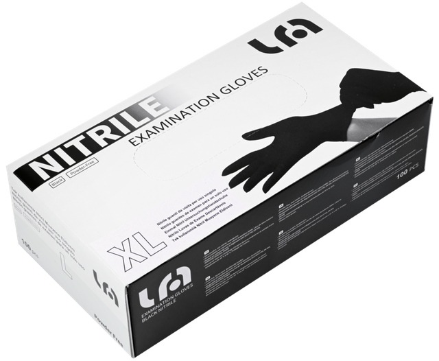 Nitril Wegwerphandschoenen Zwart Ongepoederd maat XL