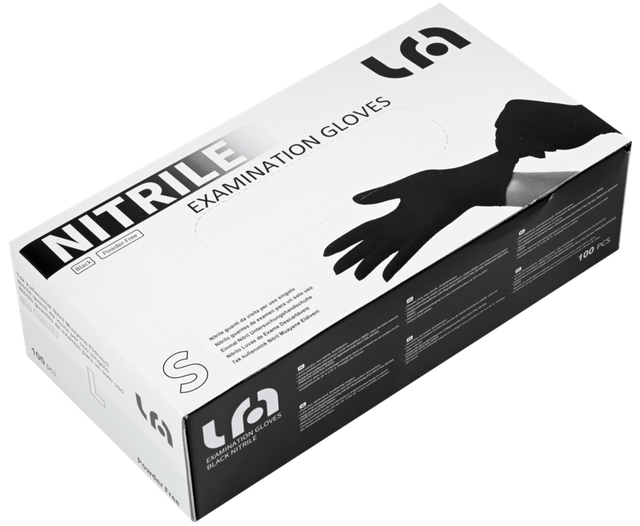 Nitril Wegwerphandschoenen Zwart Ongepoederd maat M